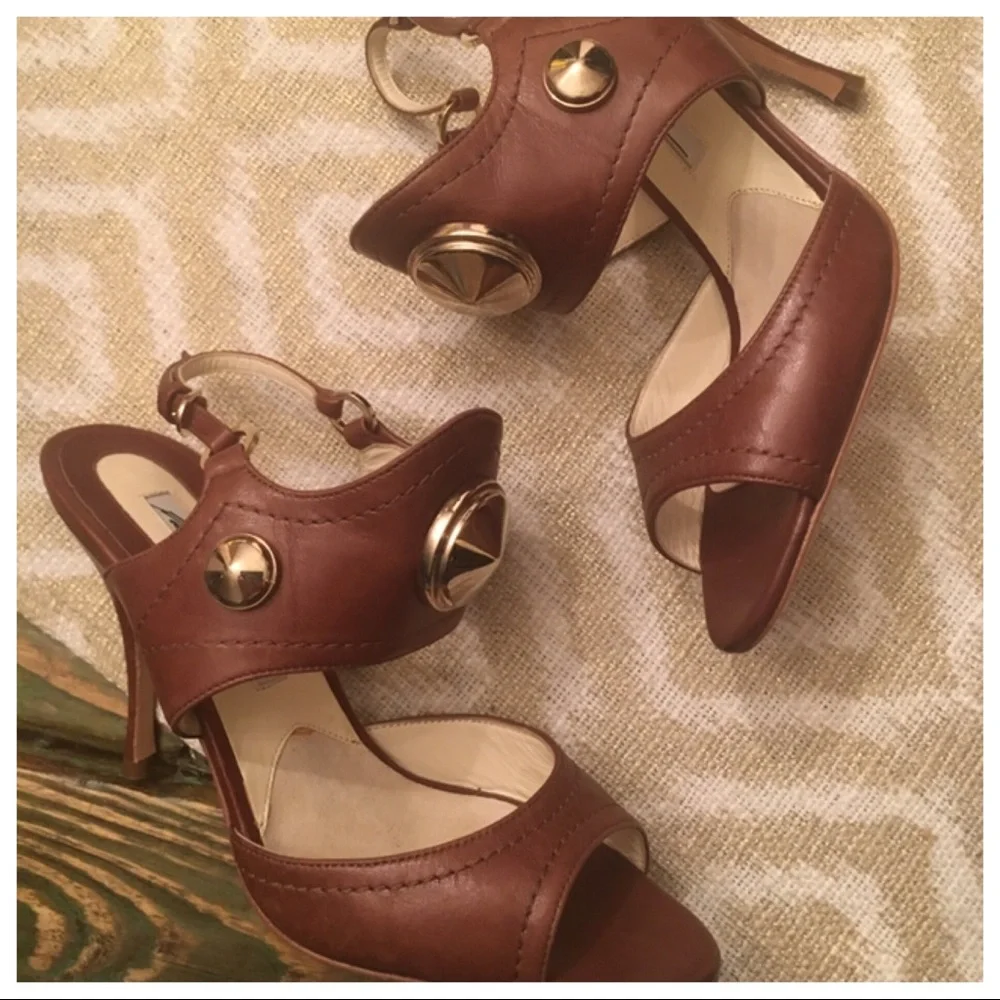 Brian Atwood Gold Studded Heels